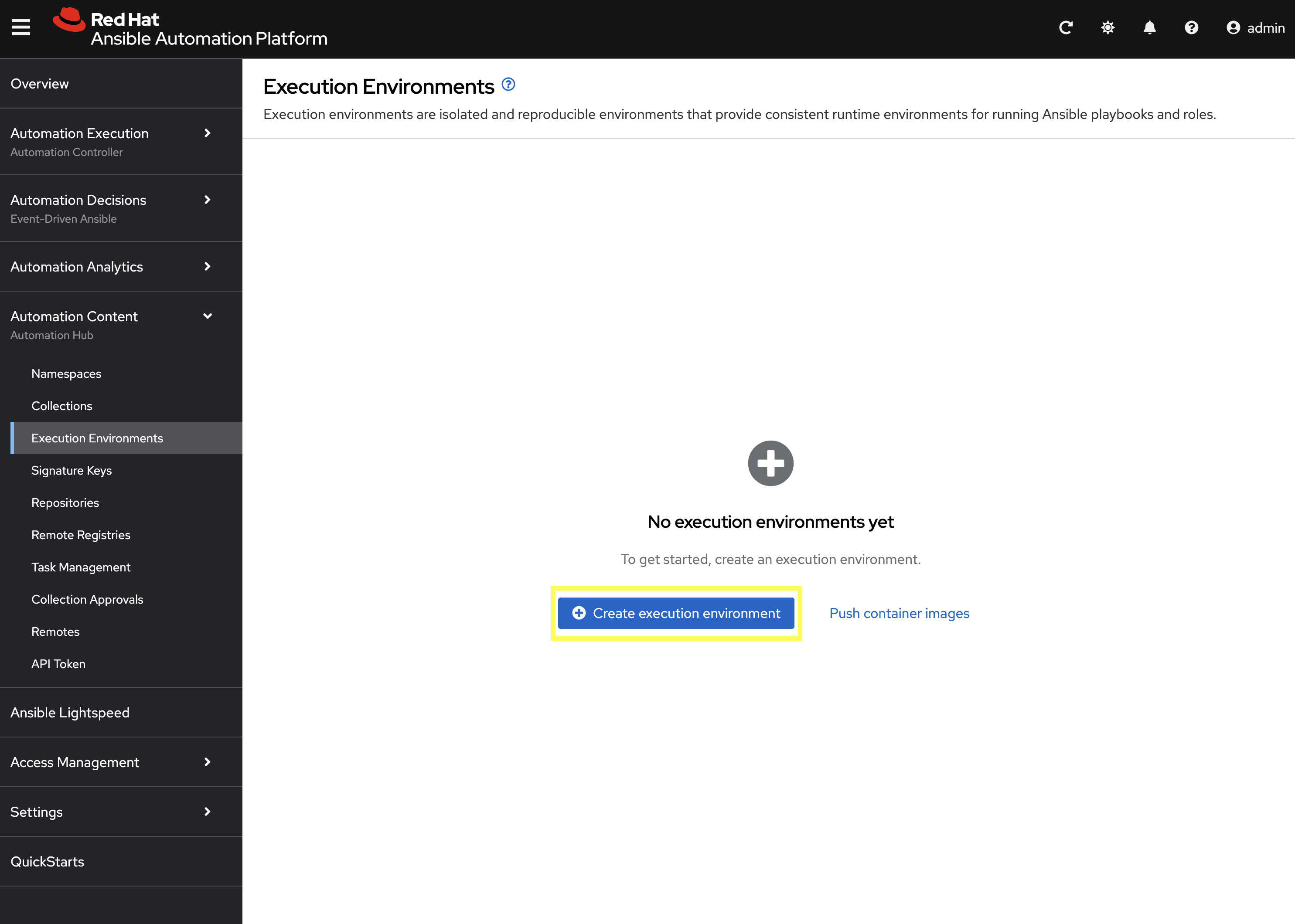 Create Execution Environment