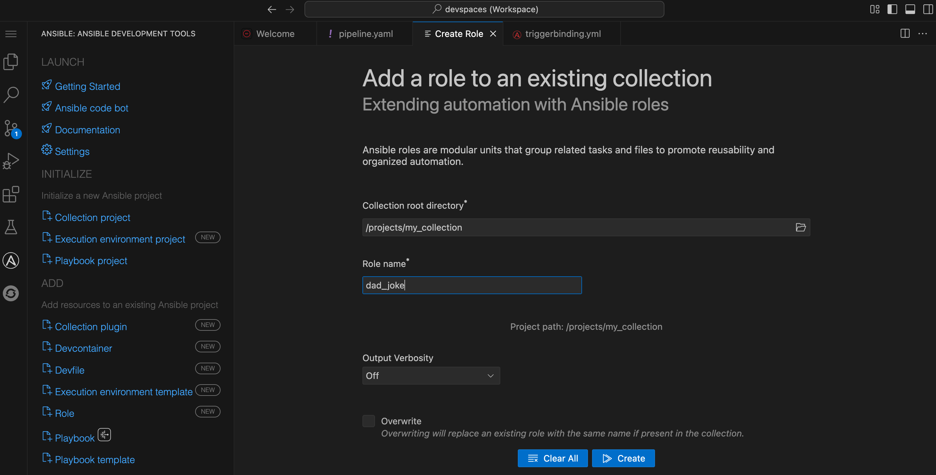 devspace role create